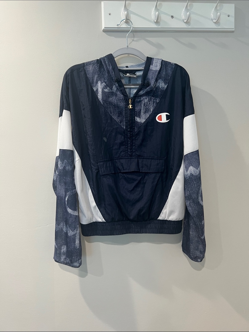 Champion Navy and White Pullover Anorak